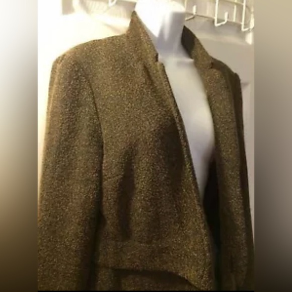 WALTER BAKER W118 Tweed Blazer Black Brown Notch Collar Lapel Open Front Jacket - Picture 5 of 13